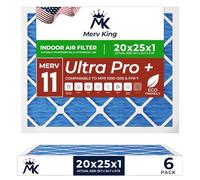 MervKing - Filtro aria 20 x 25 x 1, MERV 11, MPR 1000-1200 Ultra Plus, confezione da 6, filtri dell'aria di ricambio per forno HVAC AC pieghettato, dimensioni effettive: 50 x 62,7 x 1,9 cm