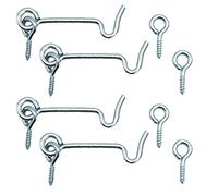 MERVYNGLYNNHUNTER 4 ganci tempesta con occhielli, 50 mm, fissaggio tempesta con filettatura in legno per persiane, cancelli e porte, ganci e occhiello in metallo zincato