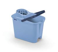 Mery - Cubo con Strizzatore e Manico Anatomico, Parete Resistente di 2mm, e Canalizzazione per Lo Scolo, Include Soggezione per il Palo e il Piede, Blu, 14L