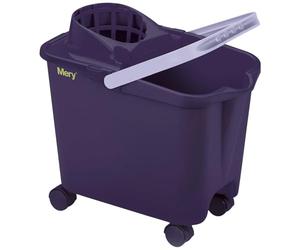 Mery | Secchio per Mocio con Ruote Girevoli, 14L, Escurritore Estraibile, Manico Ergonomico, Resistente, Viola, Misure: 39x25,5x36,5cm