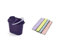 Mery | Set Secchio Ovale con Strizzatore 12L + 4 Panni Microfibra | Pulizia Casa | Blu/Bianco