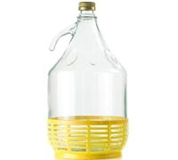 MERYLIN SHOP Damigiana Dama di Vetro da 5 Litri con Cestino in Plastica e Manico, per Olio, Vino, Alcool (TRASPARENTE, 2 PEZZI)
