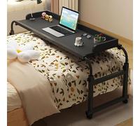 Mesa De Cama Ajustable Con Ruedas Mesa Auxiliar De Cama Cruzada Móvil Altura Y Ancho Escritorio De Computadora Portátil Multiusos Estirable Estación De Trabajo De Pie (Color:Negro)