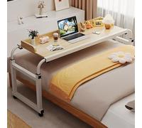 Mesa de cama con 4 ruedas, mesas de cama ajustables de 115 a 82.7 in, mesas de cama con ruedas, carrito de almacenamiento, estación de trabajo de pie, altura ajustable de 65 a 37.4