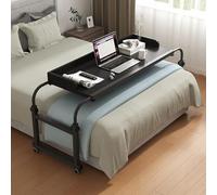 Mesa de Cama con Ruedas, Escritorio para computadora de Altura Ajustable, estación de Trabajo, Mesa médica móvil, Carro para computadora portátil, Negro