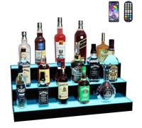 MESALLUP - Espositore a LED per bottiglie di liquori, 76 cm, 3 ripiani, con app o telecomando, illuminazione multicolore per mini bar, ristoranti e feste