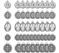 MESARCH 100 ciondoli a forma di Gesù cattolico, 5 stili, San Benito, Medalla Milagrosa de la Virgen Maria per uomini e donne fai da te rosario collana braccialetto gioielli forniture, Zinco, Nessuna