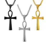 MESARCH 3 collane con ciondolo a forma di croce in lega egiziana copta Ankh per uomo donna gioielli religiosi, Zinco, Nessuna pietra preziosa