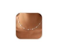 Mesaro Collana di perle da donna, placcata in oro e argento | Collana con perle sottili, placcata in oro 14 carati, delicata sulla pelle, senza nichel e piombo, con confezione regalo