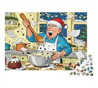 Mescolare il pudding di Natale Puzzle in Legno Impermeabile DIY Puzzles Da 1000 Pezzi Regali Per Adulti Sfidanti E Rompicapo Per Decorazioni Domestiche