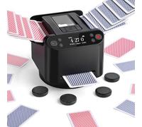 Mescolatore e Distributore Automatico di Carte - Rotazione 360° per 1-2 Mazzi, 2-12 Giocatori con 4 Telecomandi | Modalità di Gioco Integrate, Ricaricabile & Silenzioso per Poker, UNO, Phase 10 (Nero)