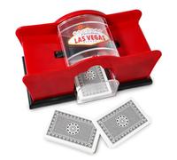 Mescolatori di Carte, Mescolatore Carte da Gioco Manuale per 1-2 Mazzi, Distributore Carte da Gioco Manuale, Mischia Carte Manuale, per Poker, Uno, Blackjack, Skip-Bo, Phase 10, Texas Hold'em - Rosso