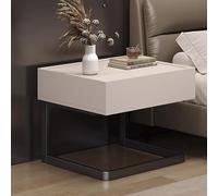 MESCXTY 2-Tier End Table with Drawer, Modern Nightstand Minimalist Coffee Tea for Sofa Couch Bed, Wood Finish Bedside Small Spaces, Bedroom, Living Room(50x40x45cm(20x16x18inch), Cream)