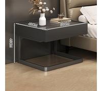 MESCXTY 2-Tier End Table with Drawer, Modern Nightstand Minimalist Coffee Tea for Sofa Couch Bed, Wood Finish Bedside Small Spaces, Bedroom, Living Room(50x40x45cm(20x16x18inch), Black)