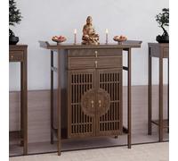 MESCXTY Altare Personale Cinese, Tavolo da Meditazione con ripiano Estraibile, Tavolo da Preghiera in bambù per Pooja, per Preghiera, divinazione e adorazione (Marrone, 120 cm/47,2 Pollici)