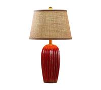 MESCXTY Bedside Lamp Table Lamp, Modern Retro Ceramic Tall 1 Head with Beige Fabric Drum Shade Nightstand for Bedroom Living Room Kids College Home Office- Typ B in Red