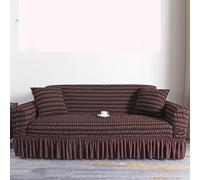 MESCXTY Copridivano Elastico a 3 posti in Tessuto di Poliestere, Moderno, Protettivo per mobili con Volant, Adatto a Tutte Le Stagioni, con Bolle, Colore B-Deep Coffee.