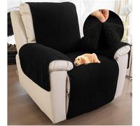 MESCXTY Copripoltrona reclinabile, copripoltrona in Peluche, copripoggiatesta per Divano, copridivano, Morbidi e Soffici, Antiscivolo (Colore: Nero, Taglia: 2