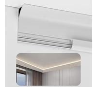 MESCXTY Cornice Decorativa a LED - 4 Pezzi in Alluminio Bianco per Camera da Letto e Soggiorno, Cornice angolare con Accessori, Decorazione per soffitto sospeso