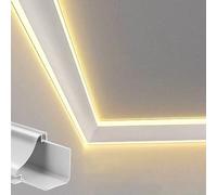 MESCXTY Cornice Decorativa a LED in Alluminio per soffitto, Canale diffusore LED con Copertura lattiginosa, Illuminazione Ambientale a Doppia Striscia per la casa (2,5 m)