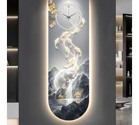 MESCXTY Decorazione murale 3D con Orologio, Orologio Moderno con Luce a LED, murale 3D Luminoso per corridoio, Soggiorno, Hotel, Ristorante (Blu, Grande (19,7 * 59,1 Pollici))