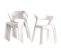 MESCXTY Dining Chair Set, Modern Kitchen Chairs, No Assembly Plastic Waiting Room Chairs for Kitchen, Patio, Outdoor, Set of 4/6 (Size : White*6)