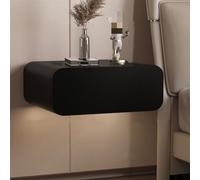 MESCXTY Floating Nightstand with Drawers, Wall Mounted Microfiber Leather, Solid Wood Bedside Table, Nightstand, Small Side Table for Bedroom(Black,Length 17.7in/45cm)