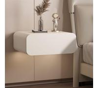 MESCXTY Floating Nightstand with Drawers, Wall Mounted Microfiber Leather, Solid Wood Bedside Table, Nightstand, Small Side Table for Bedroom(Beige,Length 17.7in/45cm)