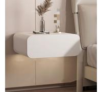 MESCXTY Floating Nightstand with Drawers, Wall Mounted Microfiber Leather, Solid Wood Bedside Table, Nightstand, Small Side Table for Bedroom(White,Length 11.8in/30cm)