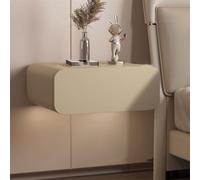 MESCXTY Floating Nightstand with Drawers, Wall Mounted Microfiber Leather, Solid Wood Bedside Table, Nightstand, Small Side Table for Bedroom(Khaki,Length 19.6in/50cm)