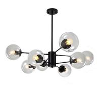 MESCXTY Lampadario Sputnik Lampada a Sospensione retrò Lampada a Sospensione per Interni Lampada da Soffitto Nera Lampadario Moderno per Sala da Pranzo Camera da Letto(8 Lights, Clear)