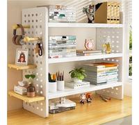 MESCXTY Libreria da scrivania in Legno, Organizer Multiuso con Ganci per Pannello Forato, libreria espositiva da appoggio per Ufficio Domestico(60x15x60cm, White)