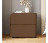 MESCXTY Modern Leather Bedside Table with 2 Drawer, Luxury Bedroom Nightstand,Wooden Storage Cabinet Night Stand, Furniture for Living Room, No Assembly(Left, Coffee)