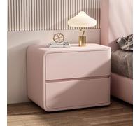 MESCXTY Modern Leather Bedside Table with 2 Drawer, Luxury Bedroom Nightstand,Wooden Storage Cabinet Night Stand, Furniture for Living Room, No Assembly(Left, A)