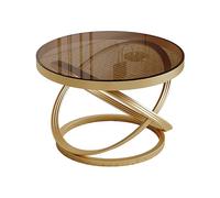 MESCXTY Modern Round Coffee Table,Small Glass End Table with Metal Frame and Tempered Glass,Accent Furniture for Living Room Indoor Home Office(50x45cm, I)