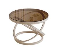 MESCXTY Modern Round Coffee Table,Small Glass End Table with Metal Frame and Tempered Glass,Accent Furniture for Living Room Indoor Home Office(60x45cm, H)