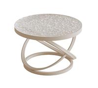 MESCXTY Modern Round Coffee Table,Small Glass End Table with Metal Frame and Tempered Glass,Accent Furniture for Living Room Indoor Home Office(70x45cm, E)