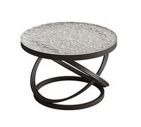MESCXTY Modern Round Coffee Table,Small Glass End Table with Metal Frame and Tempered Glass,Accent Furniture for Living Room Indoor Home Office(60x45cm, D)