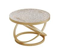 MESCXTY Modern Round Coffee Table,Small Glass End Table with Metal Frame and Tempered Glass,Accent Furniture for Living Room Indoor Home Office(50x45cm, F)