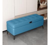 MESCXTY Modern Storage Bench for End of Bed, Upholstered Entrance Shoe Bench, Wood Frame, Synthetic Leather Ottoman Foot Rest Bedroom Living Room Hallway Dressing(100X30X40CM, Dark Blue)