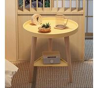 MESCXTY Modern Wood Nightstand, 2 Tier Small Bedside Table, End Table for Living Room, Bed Side Sturdy Construction, Easy Assembly (Color : Yellow, Size 40cm/16in)