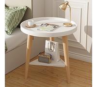 MESCXTY Modern Wood Nightstand, 2 Tier Small Bedside Table, End Table for Living Room, Bed Side Sturdy Construction, Easy Assembly (Color : White, Size 40cm/16in)