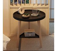MESCXTY Modern Wood Nightstand, 2 Tier Small Bedside Table, End Table for Living Room, Bed Side Sturdy Construction, Easy Assembly (Color : Black, Size 40cm/16in)