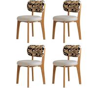 MESCXTY Modern Wood Set of 2 4 6 Faux Leather Walnut Comfortable Seat Cushion, Soft Backrest, Solid Legs, Suitable for Various Restaurants And Homes Wooden Legs + off-White PCS