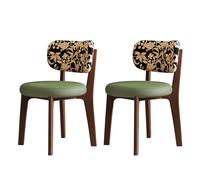 MESCXTY Modern Wood Set of 2 4 6 Faux Leather Walnut Comfortable Seat Cushion, Soft Backrest, Solid Legs, Suitable for Various Restaurants And Homes Legs + Green PCS