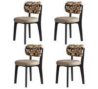 MESCXTY Modern Wood Set of 2 4 6 Faux Leather Walnut Comfortable Seat Cushion, Soft Backrest, Solid Legs, Suitable for Various Restaurants And Homes Black Legs + Khaki PCS