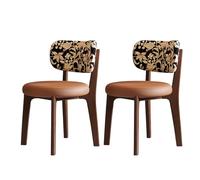 MESCXTY Modern Wood Set of 2 4 6 Faux Leather Walnut Comfortable Seat Cushion, Soft Backrest, Solid Legs, Suitable for Various Restaurants And Homes Legs + Orange PCS