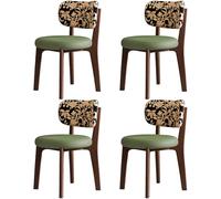 MESCXTY Modern Wood Set of 2 4 6 Faux Leather Walnut Comfortable Seat Cushion, Soft Backrest, Solid Legs, Suitable for Various Restaurants And Homes Legs + Green PCS