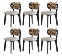 MESCXTY Modern Wood Set of 2 4 6 Faux Leather Walnut Comfortable Seat Cushion, Soft Backrest, Solid Legs, Suitable for Various Restaurants And Homes Black Legs + off-White PCS