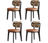 MESCXTY Modern Wood Set of 2 4 6 Faux Leather Walnut Comfortable Seat Cushion, Soft Backrest, Solid Legs, Suitable for Various Restaurants And Homes Black Legs + Orange PCS